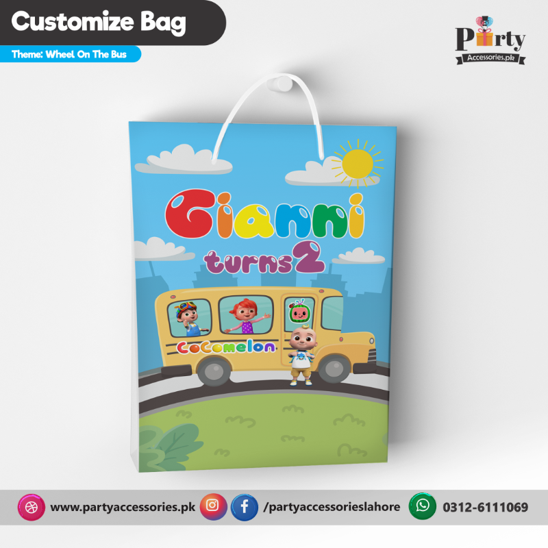 Wheels on the Bus theme Customized Goody Bags / favor bags