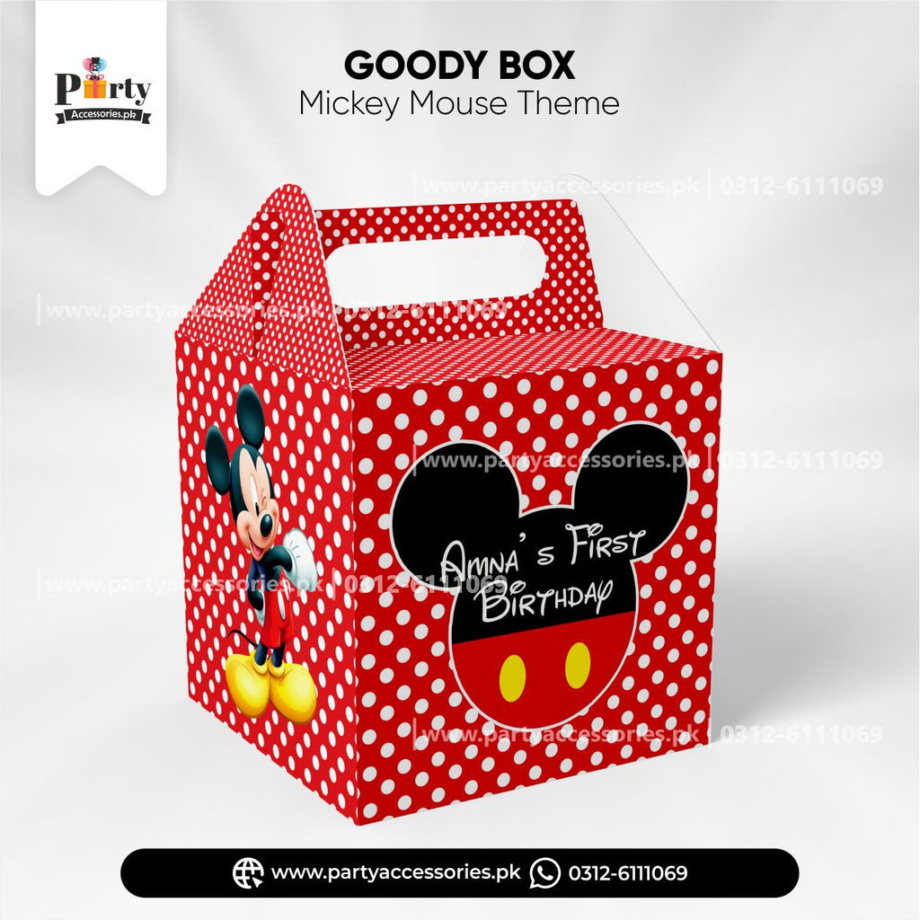 Customized Mickey Mouse Favor / Goody Boxes pack of 6
