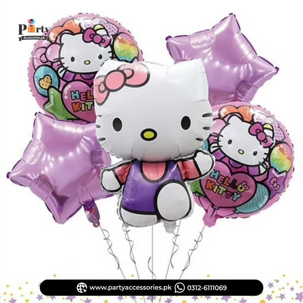 Hello Kitty Shape Exclusive Foil Balloons Set of 5 pcs for Birthday Party Decoration