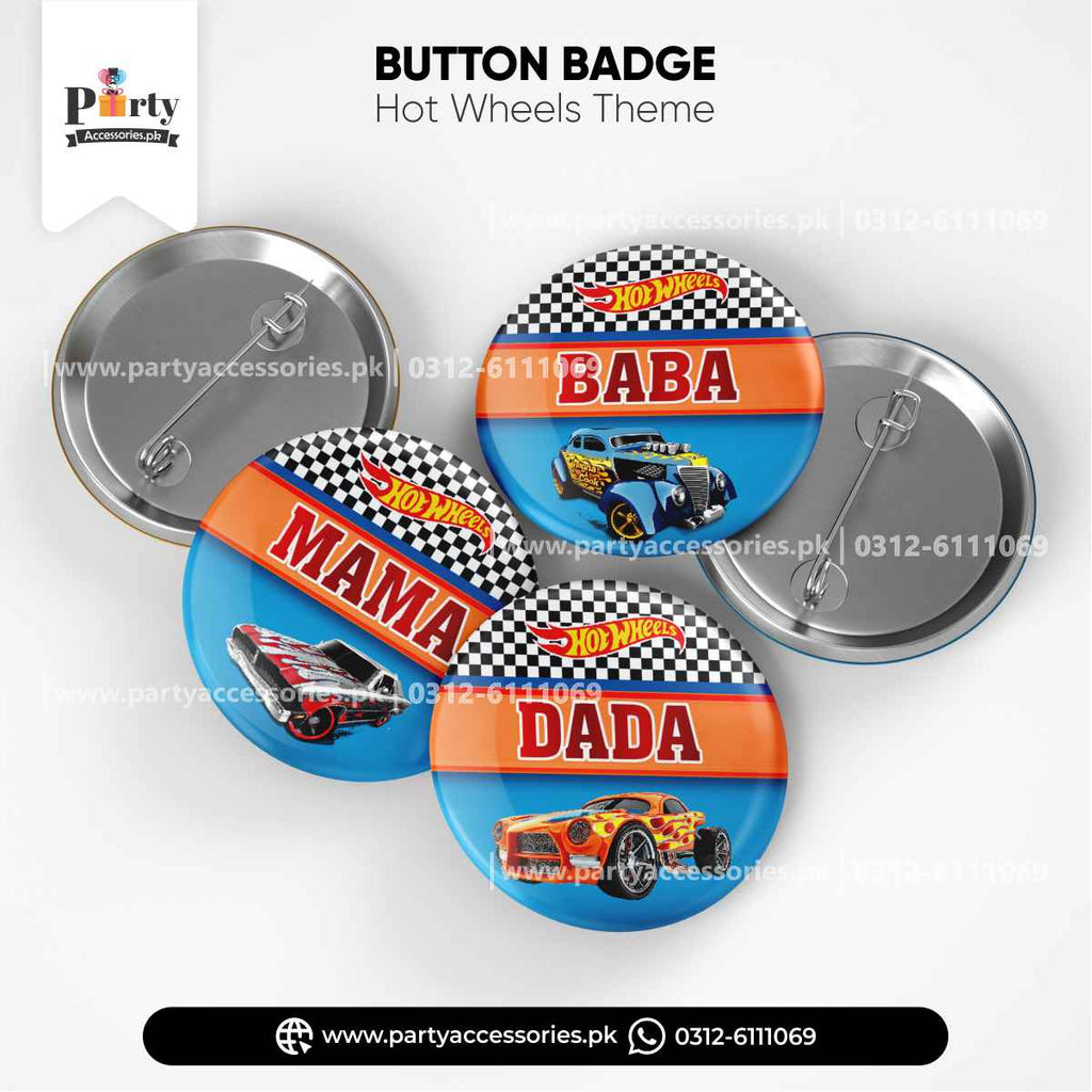 Hot Wheels Theme Customized Button Badges for Birthday Party Decorations 