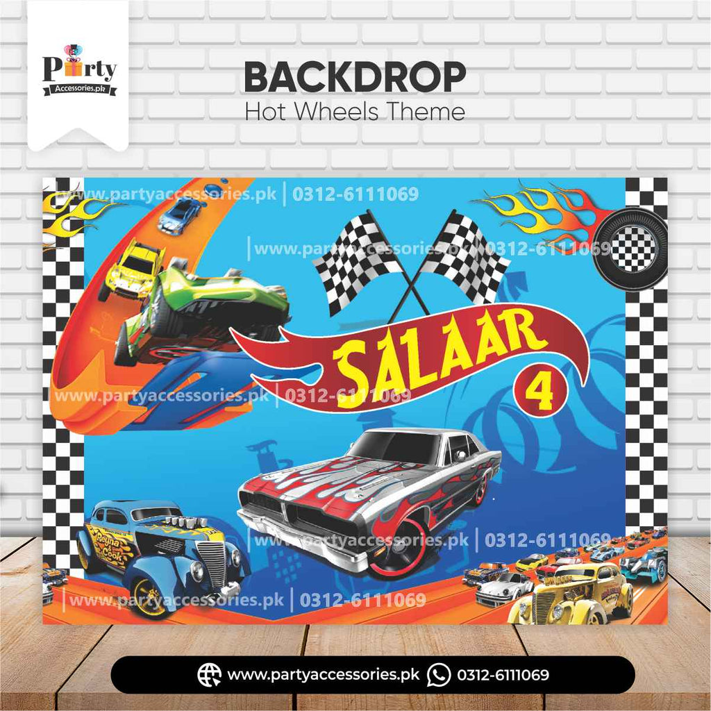 Hot Wheels Theme Customized Backdrop for Birthday Party Wall Decorations