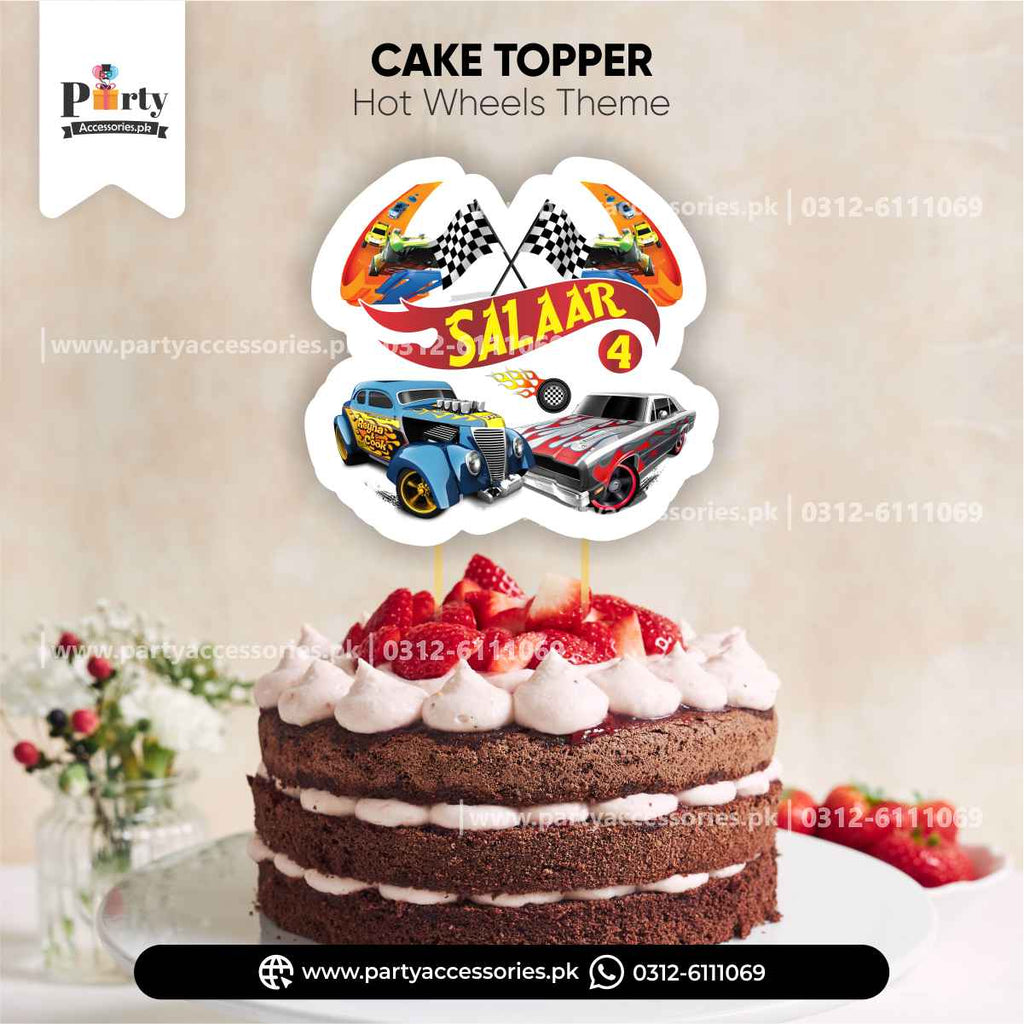 Hot Wheels Theme Customized Card Cake Topper for Birthday Cake Decoration