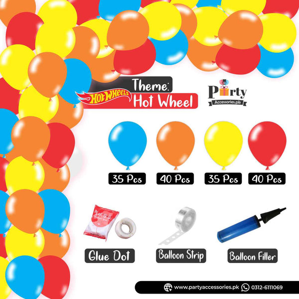 Hot Wheels Colors Theme Balloon Arch Set Garland Kit 150 Balloons for Birthday Decoration