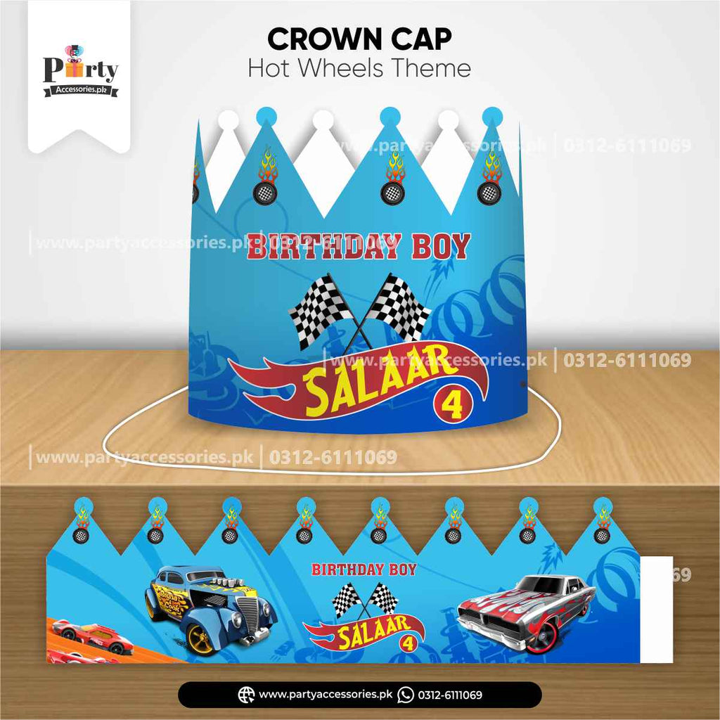 Hot Wheels Theme Customized Crown Cap for Birthday Child Party Celebration