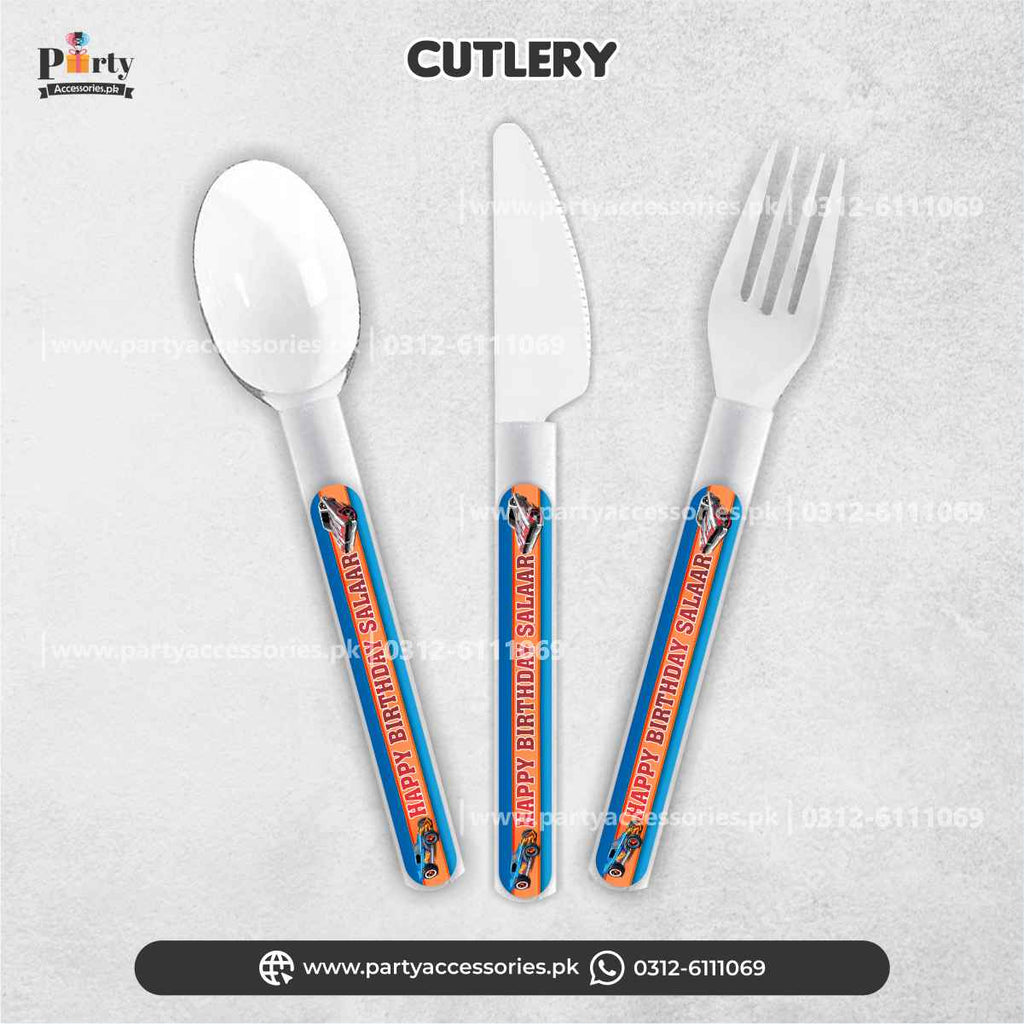 Hot Wheels Theme Customized Cutlery Set for Birthday Party Table Decorations 