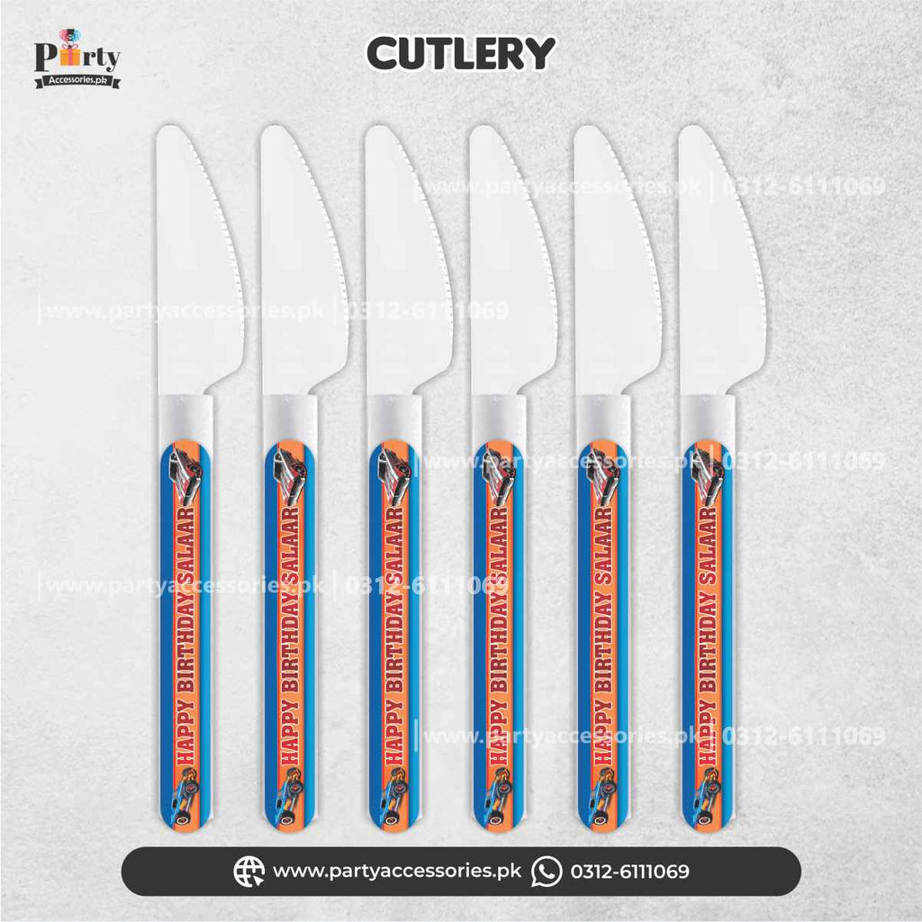 Hot Wheels Theme Customized Disposible knives for Birthday Party Table Decorations 