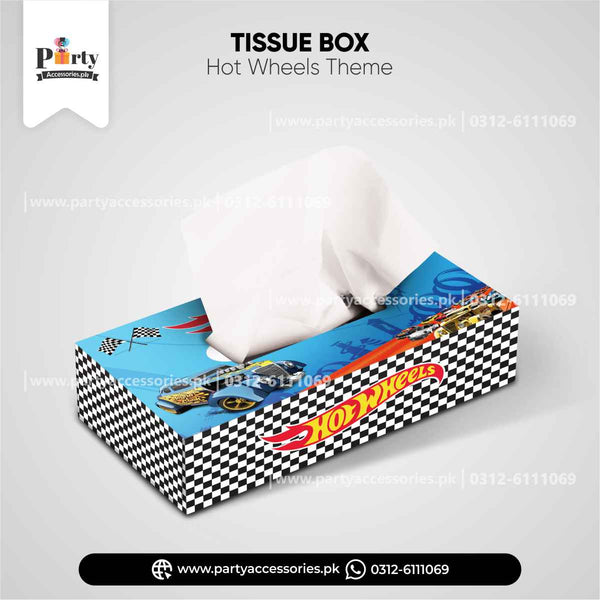 Hot Wheels Theme Customized Tissue Box Cover for Birthday Table Decor