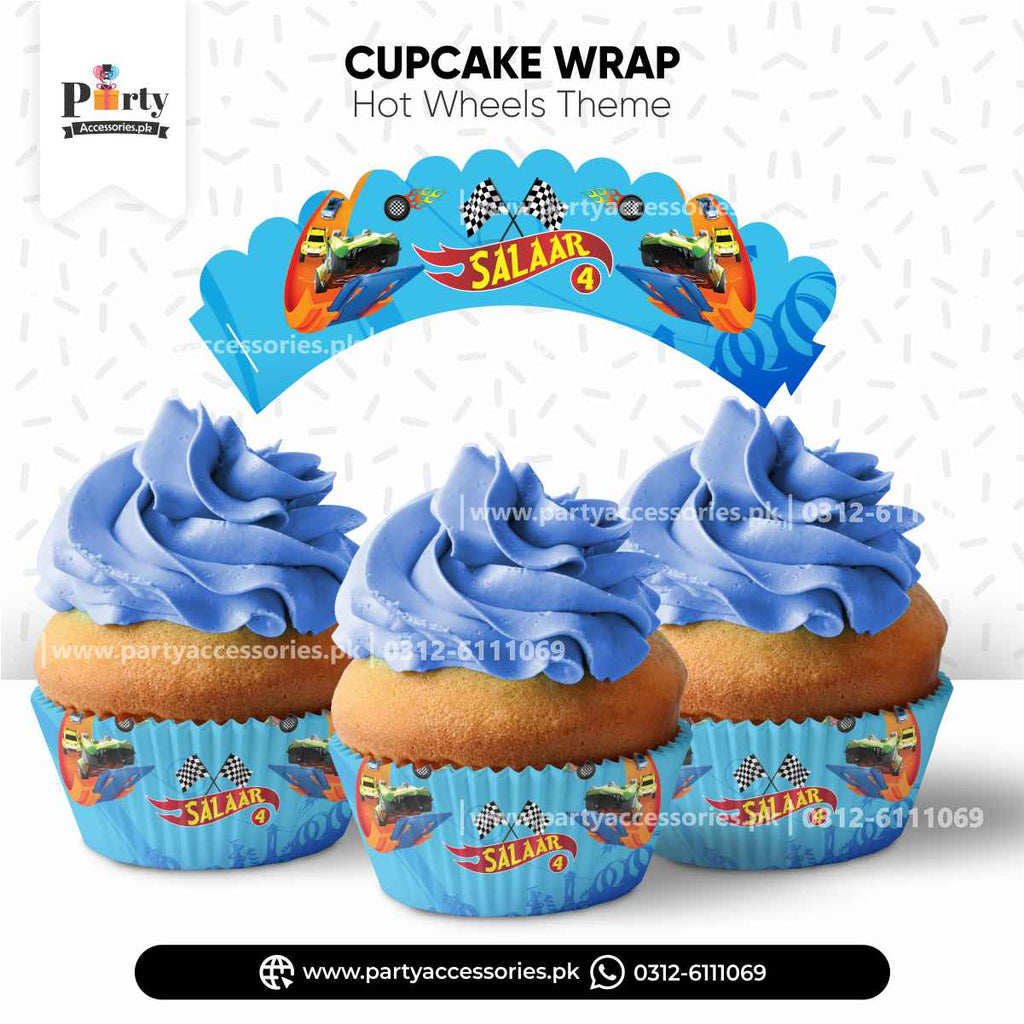 Hot Wheels Theme Customized Cupcake Wraps for Birthday Table Decorations