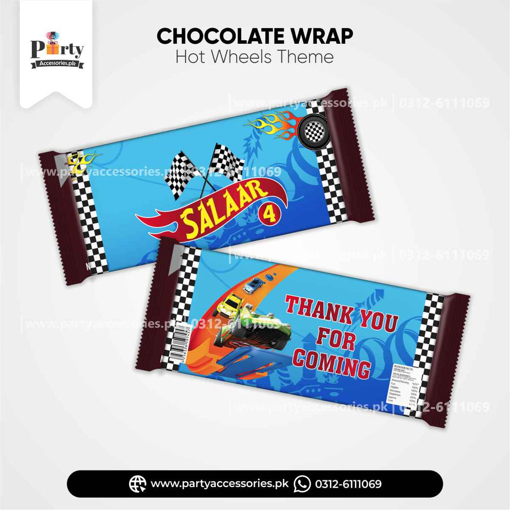 Hot Wheels theme customized chocolate wrapes for birthday party decoration 