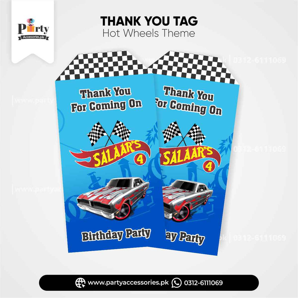 Hot Wheels Theme Customized Gift / Thank you Tags for Birthday Decorations 