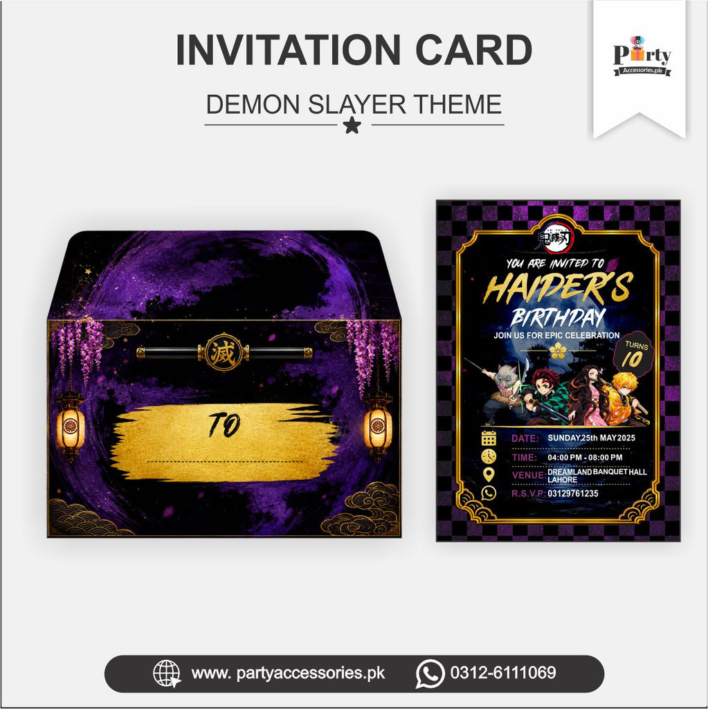 Demon Slayer Theme Customized Invitations Cards for Party Invites