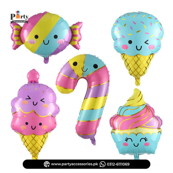 Ice Cream Shape Birthday Party Decoration Exclusive Foil Balloon Set of 5 pcs