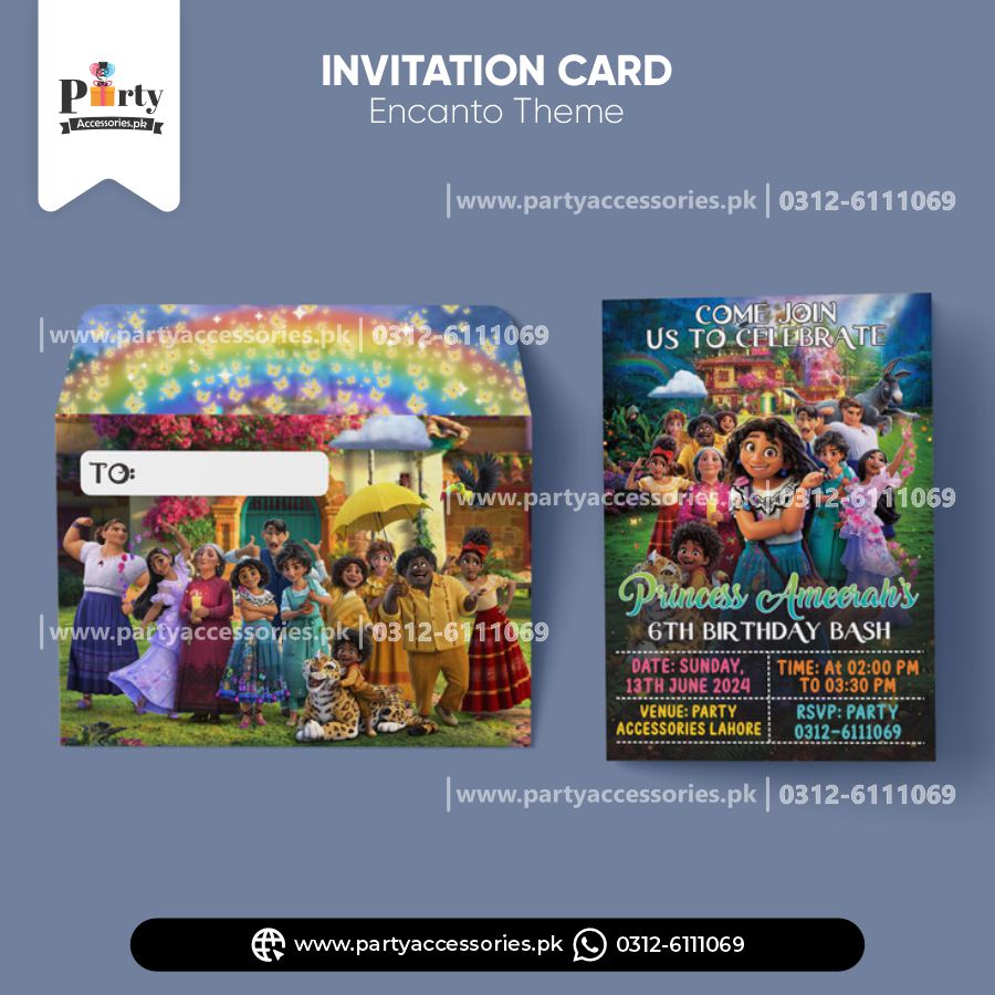 encanto birthday party customized invitation cards 