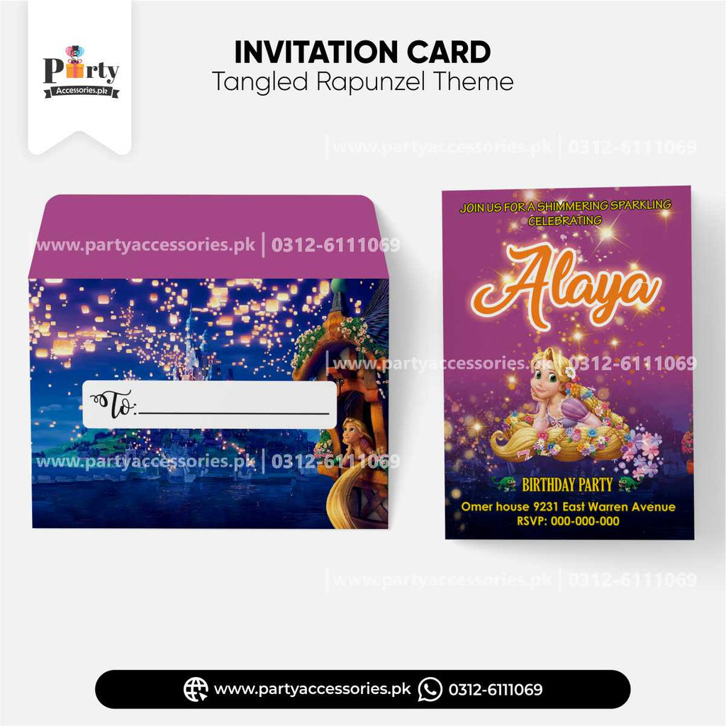 Customized Invitation card in Tangled Rapunzel Theme