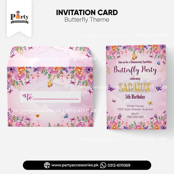 Customized Butterfly Theme Party Invitation Card