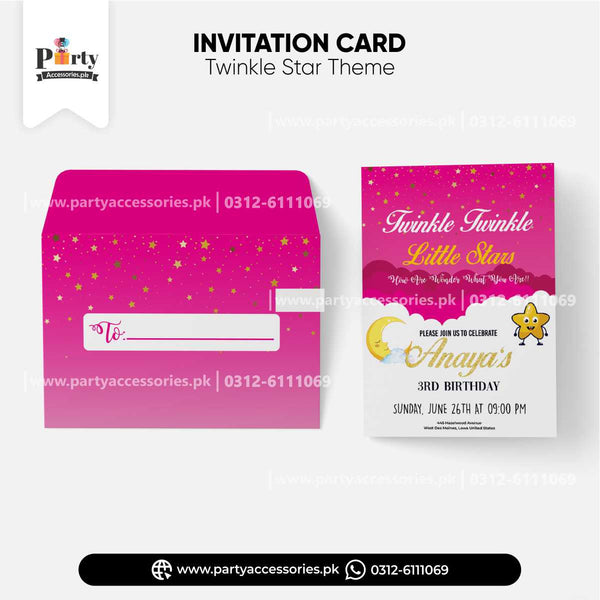 Customized Twinkle Star Girl Theme Party Invitation Cards