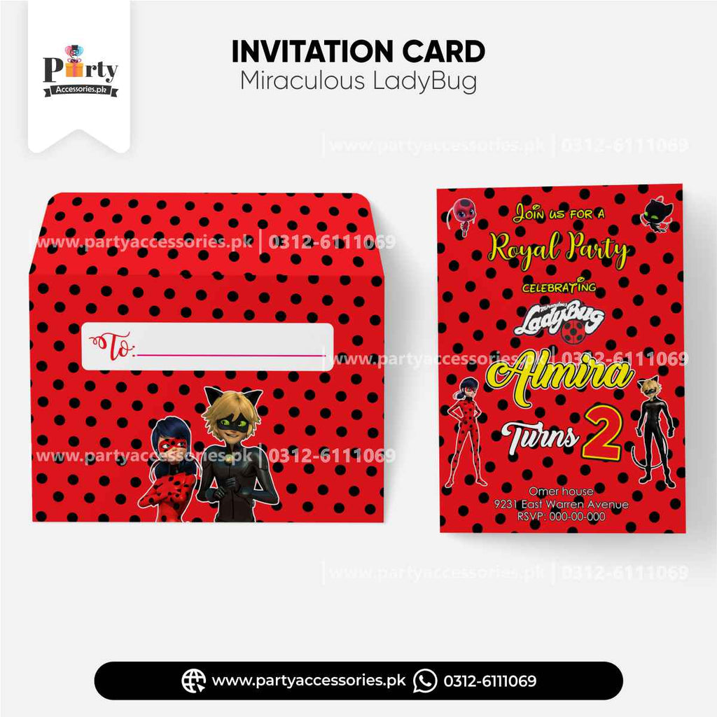 Miraculous ladybug theme invitation cards