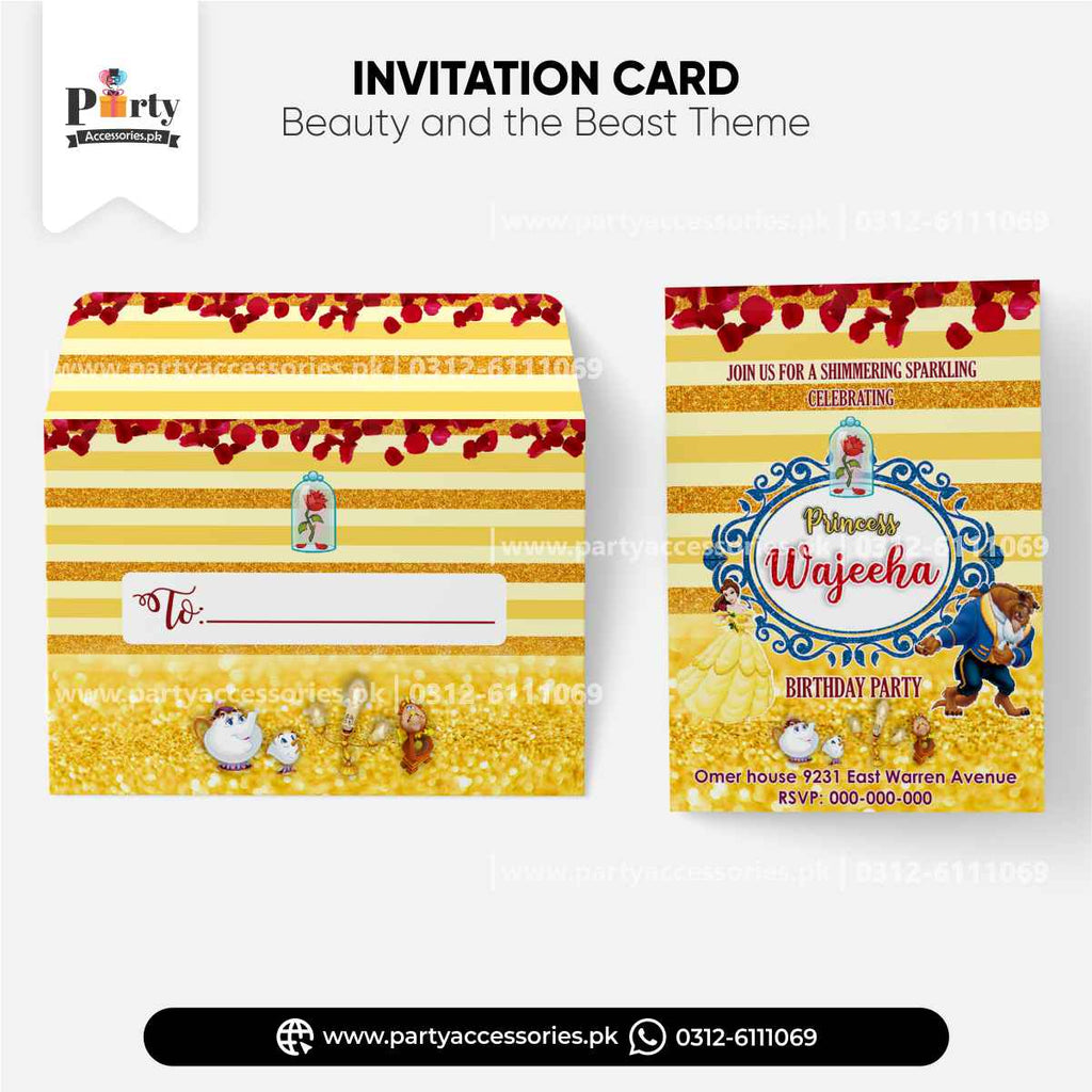 Customized Beauty and the Beast Theme Invitation Cards