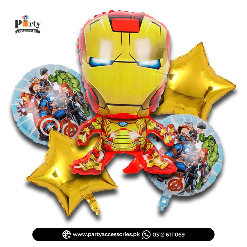 Iron Man Shape Birthday Party Exclusive Foil Balloons Set of 5 Pcs