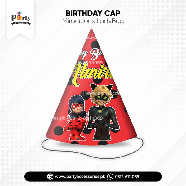 Miraculous ladybug theme cone shape cap for birthday party celebration