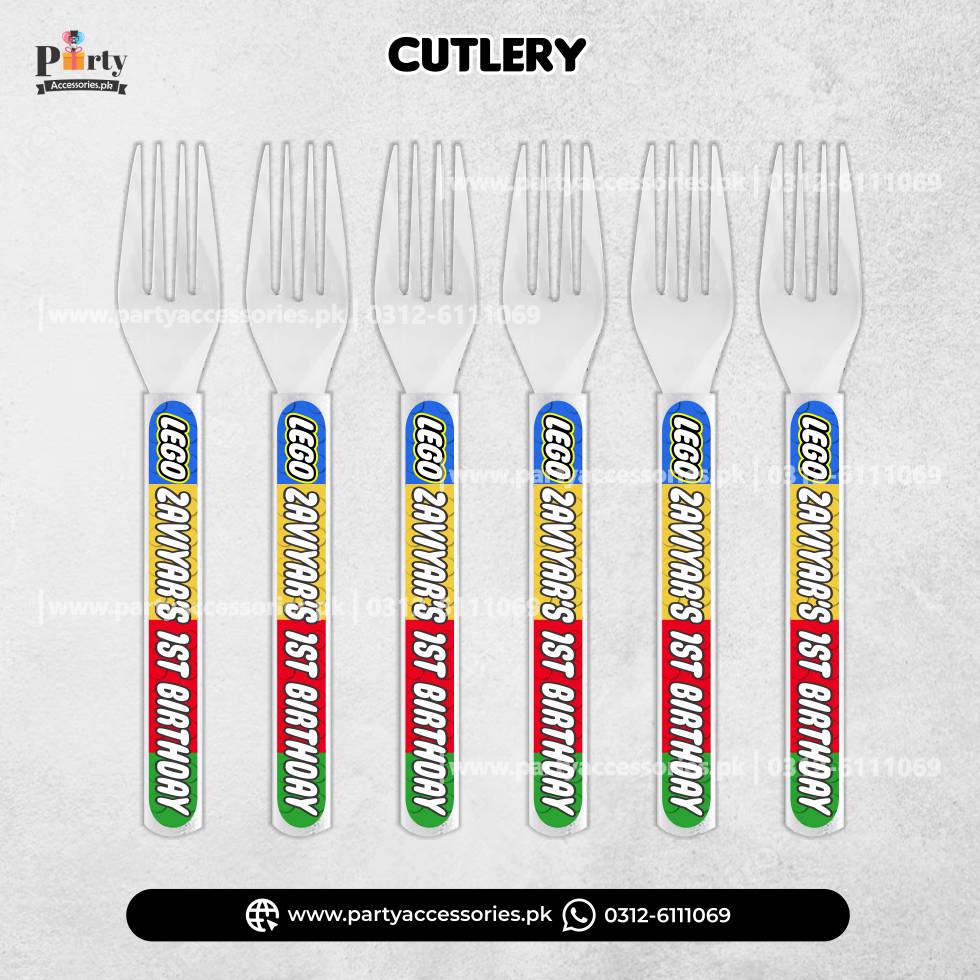 Lego Theme Disposable Forks for Birthday Party Table Decorations 