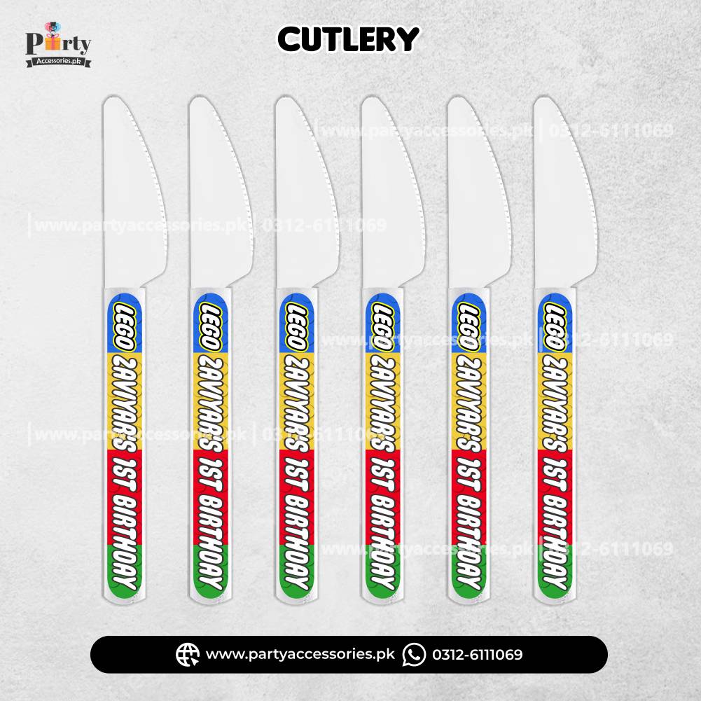 Lego Theme Disposable Knives for Birthday Party Drink Decorations 