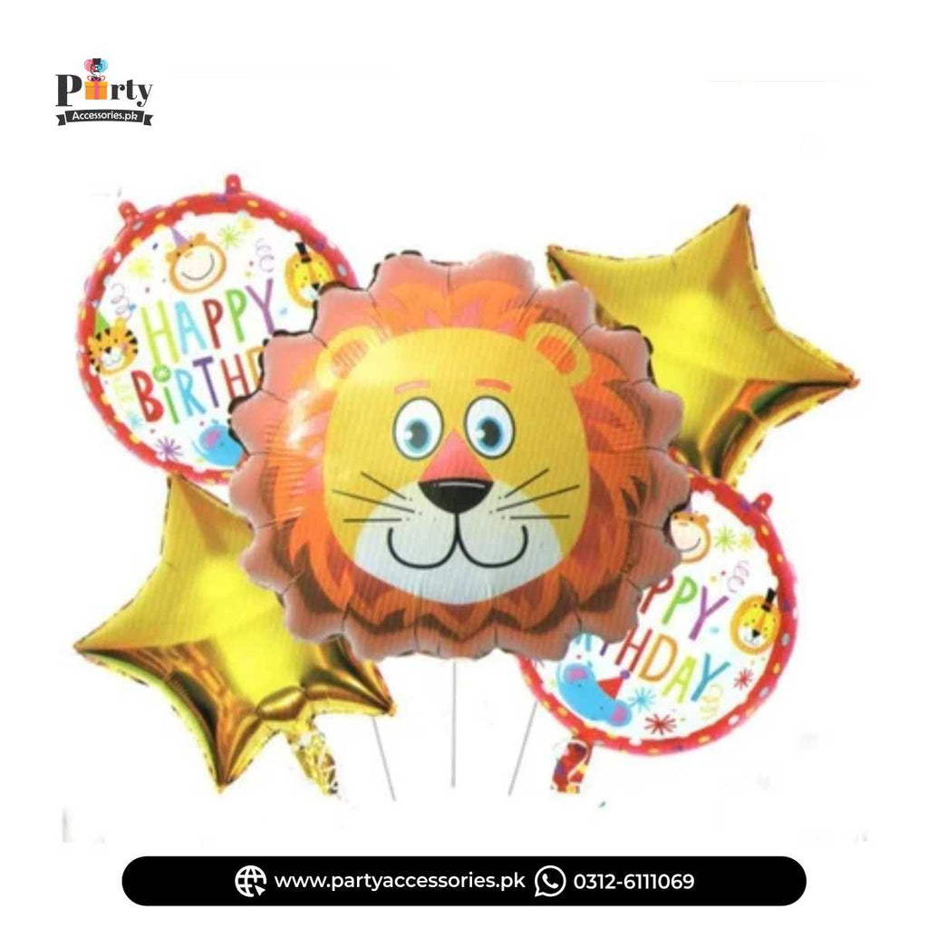 Jungle Safari Theme Lion Shape Birthday Party Exclusive Foil Balloons 