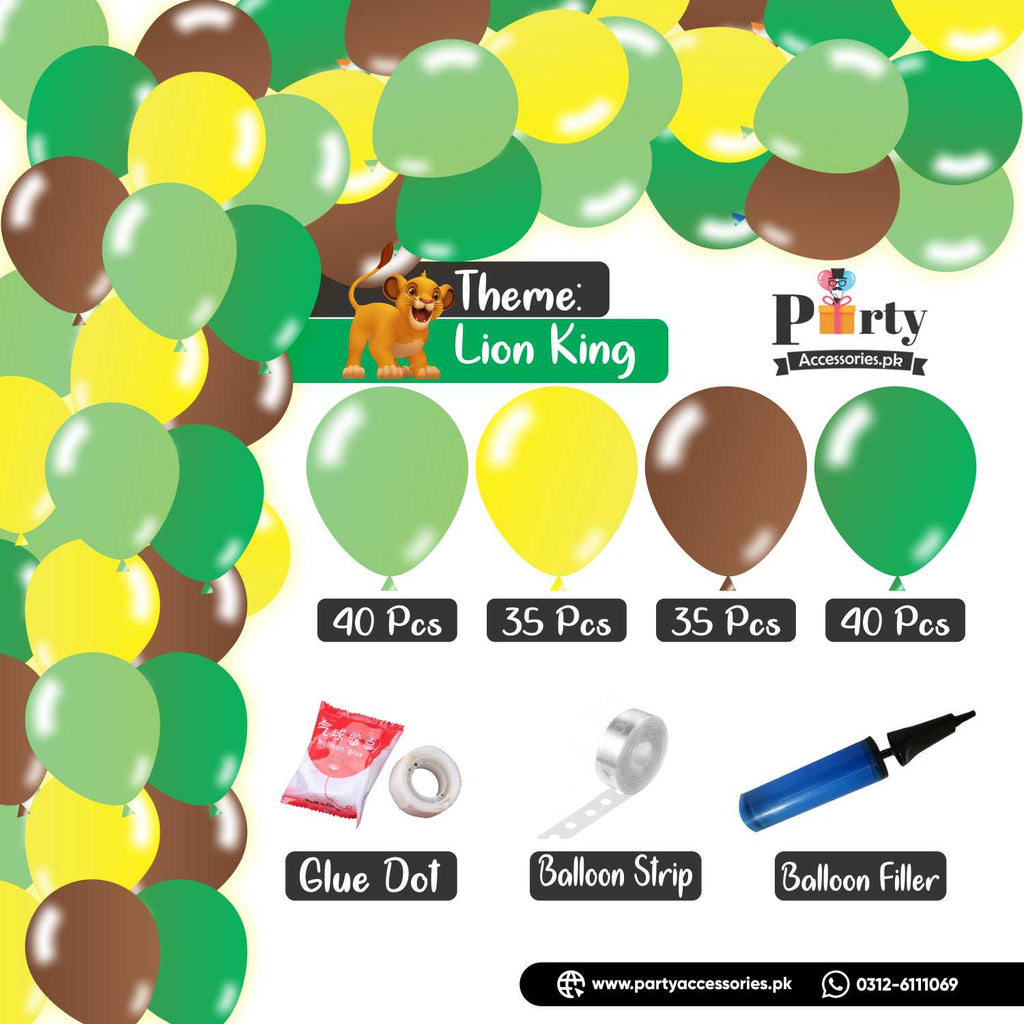 Balloon Arch Set Garland kit 150 balloons in Lion KING theme colors