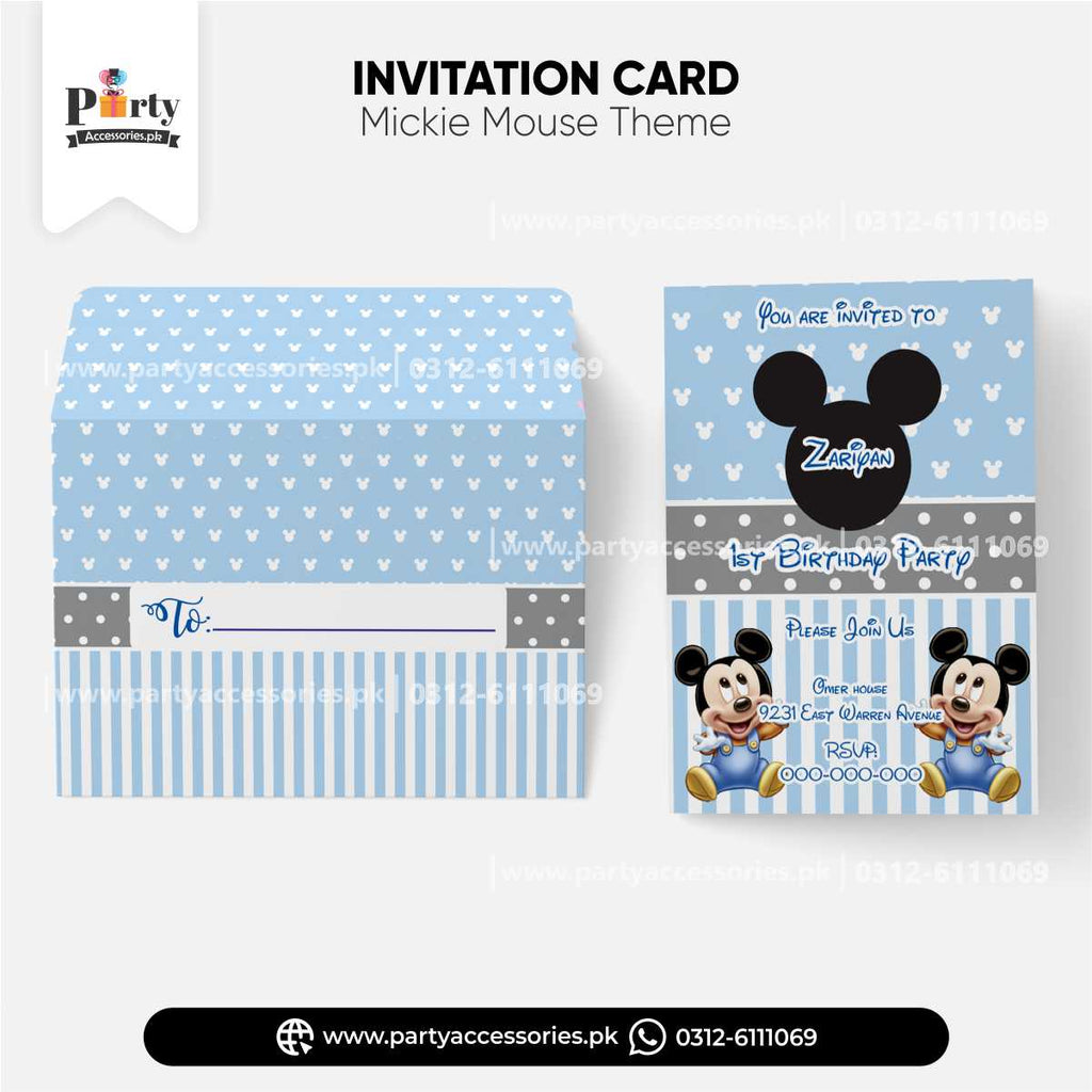 Mickey Mouse Theme Customized Birthday Party Invitation Cards for Guest Invites