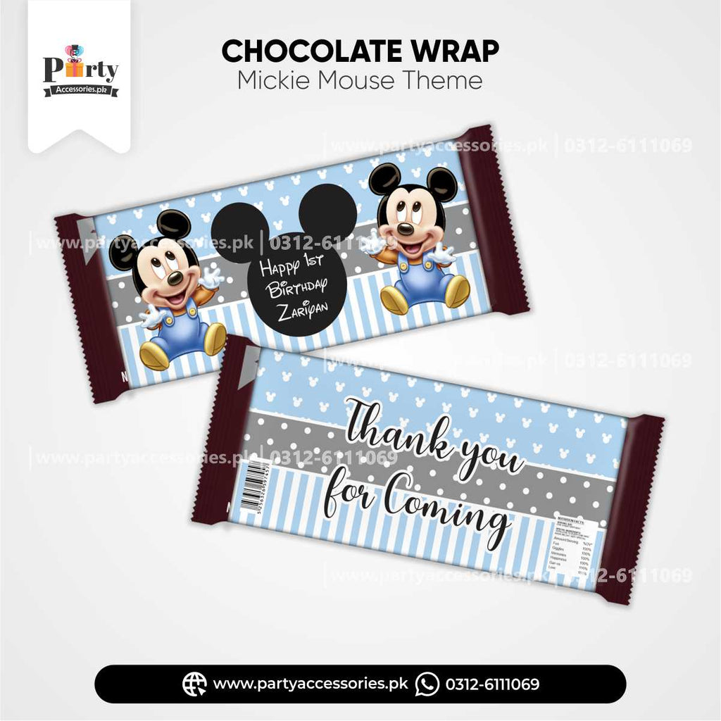 Mickey Mouse Theme Customized Chocolate Wraps for Birthday Party Decoration 
