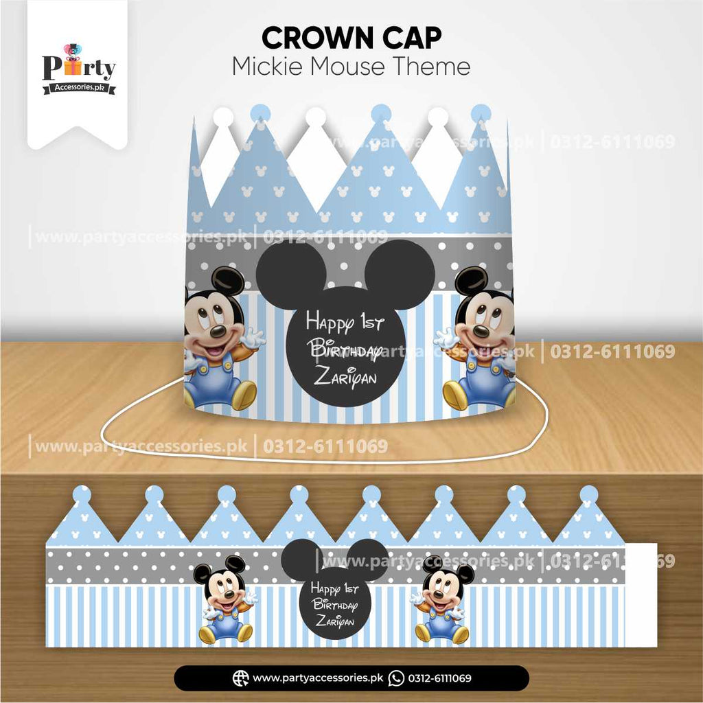 mickey mouse theme customized crown cap for birthday party decoration