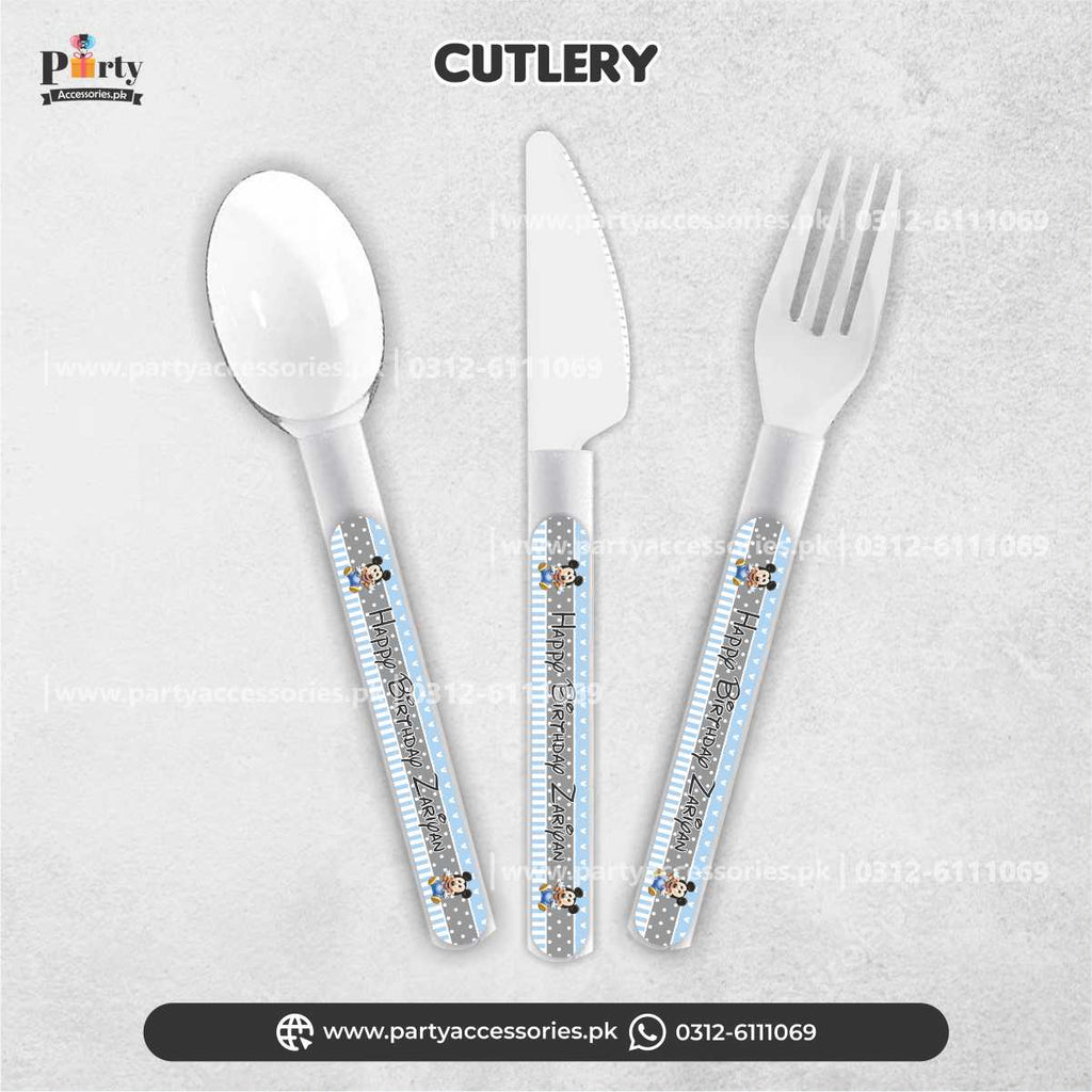 Mickey Mouse Theme Customized Cutlery Set for Birthday Party Table Decorations