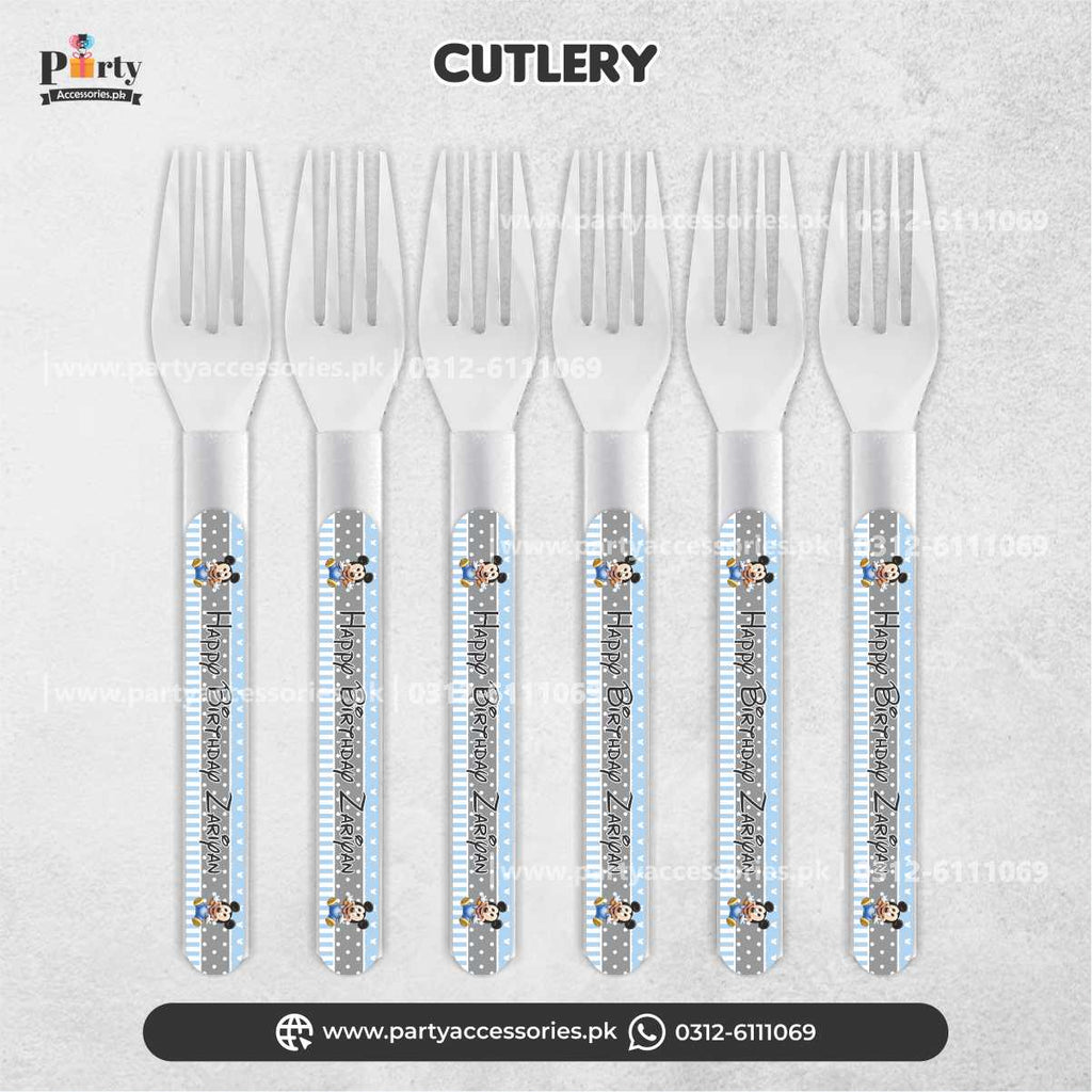 Mickey Mouse Theme Customized Disposable Forks for Party Table Decorations