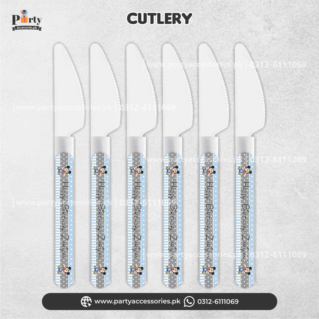 Mickey Mouse Theme Customized Disposable Knifes for Party Dinner Decorations