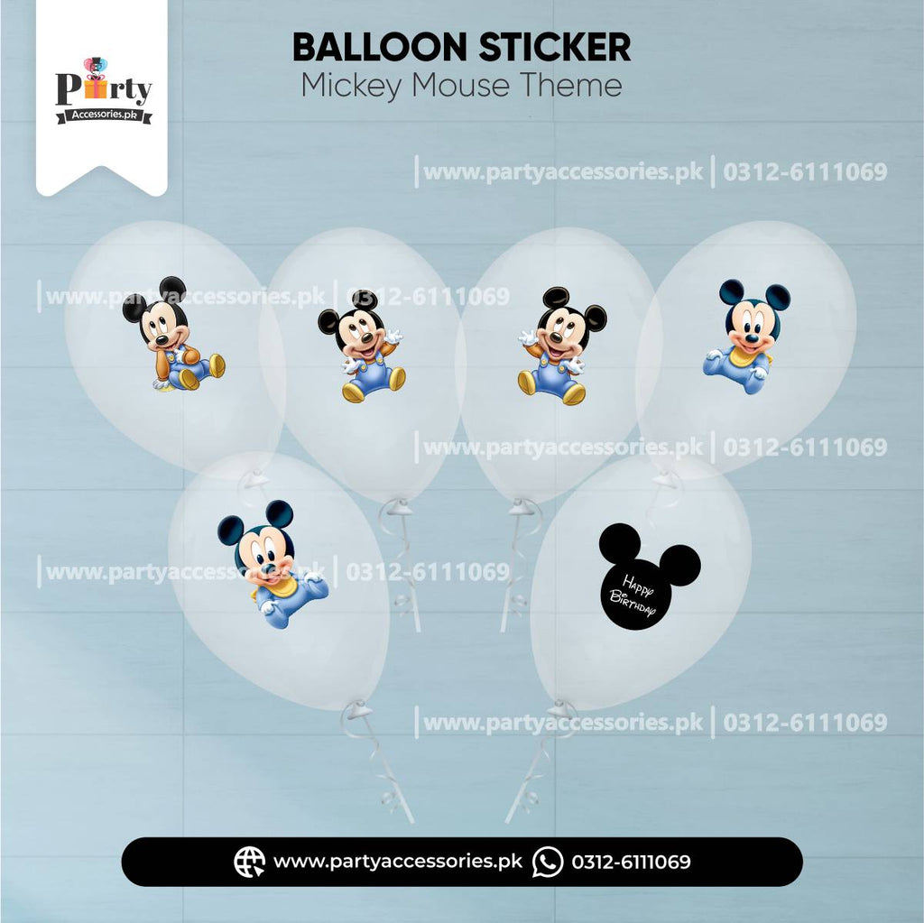 Mickey Mouse Theme Transparent Balloons with Stickers for Party Decoration 