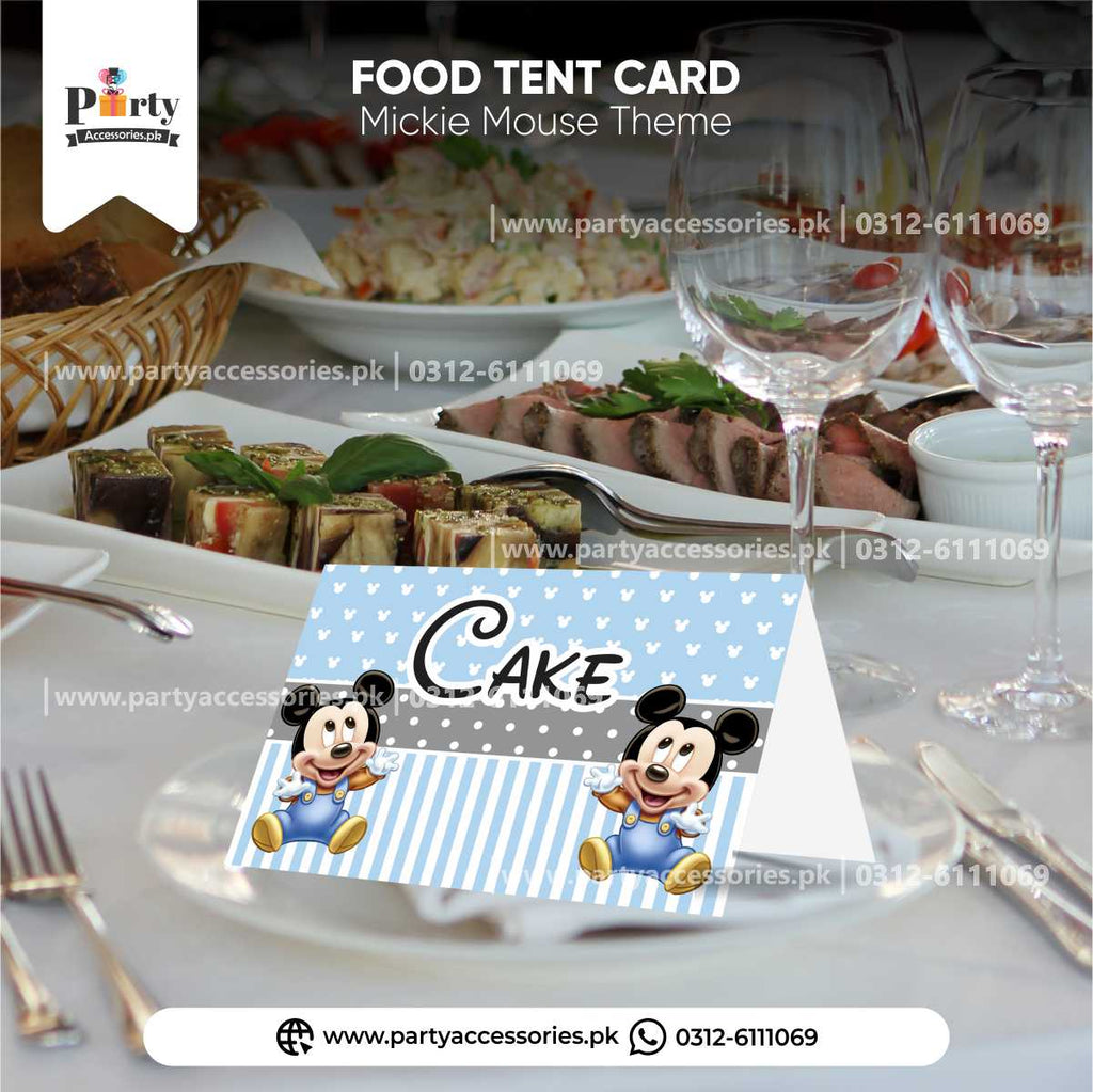 Mickey Mouse Theme Table Tent Cards for Party Table Decor