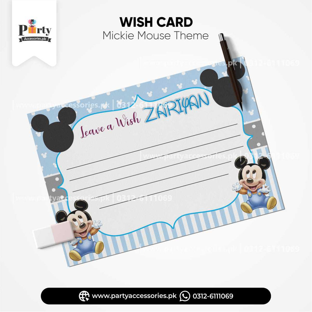 Mickey mouse theme customized wish cards