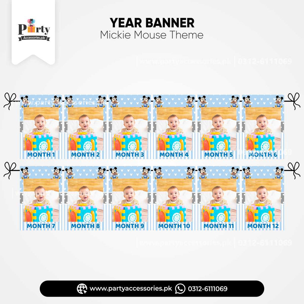 Mickey Mouse Theme Customized Month Wise Year Picture Banner 