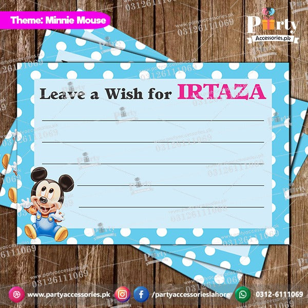mickey theme customized birthday party wish cards