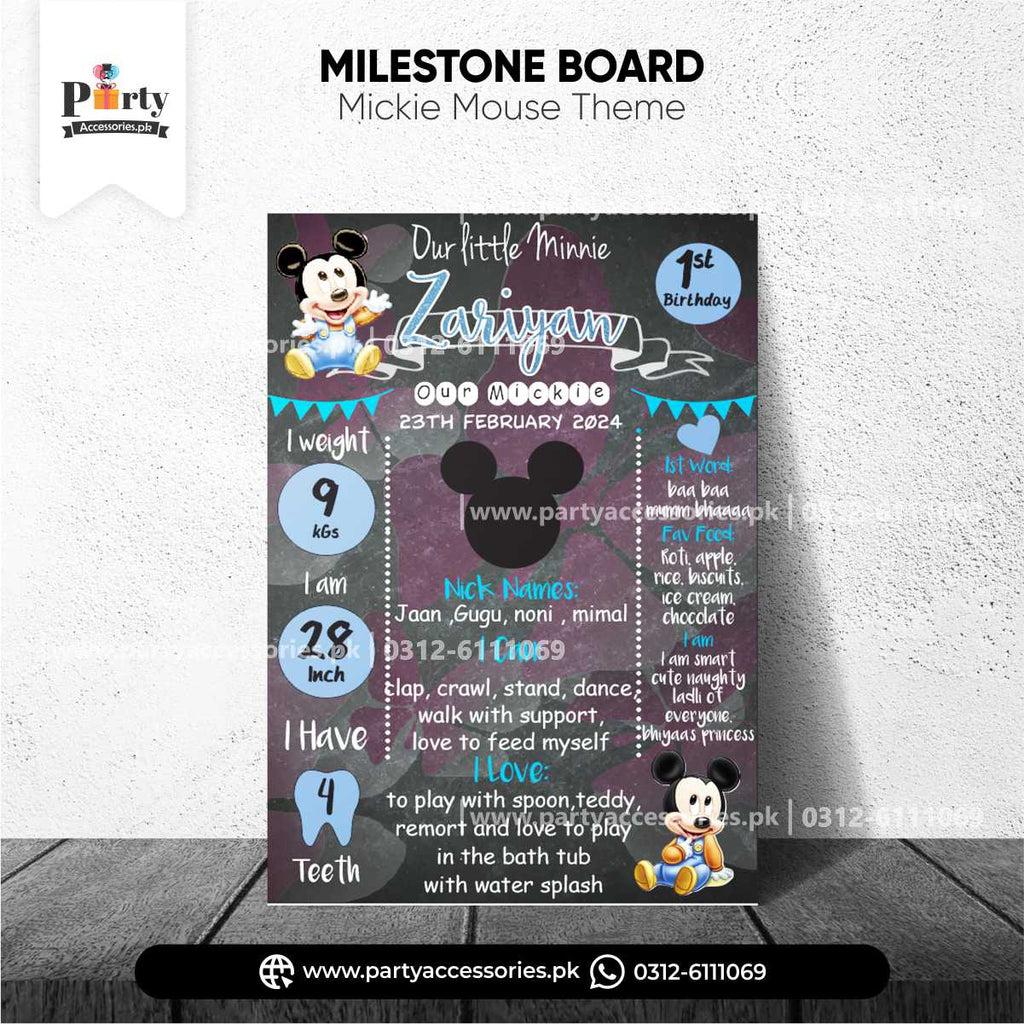 Mickey Mouse Theme Customized Birthday Fact Board / Milestone Board for Wall Decoration