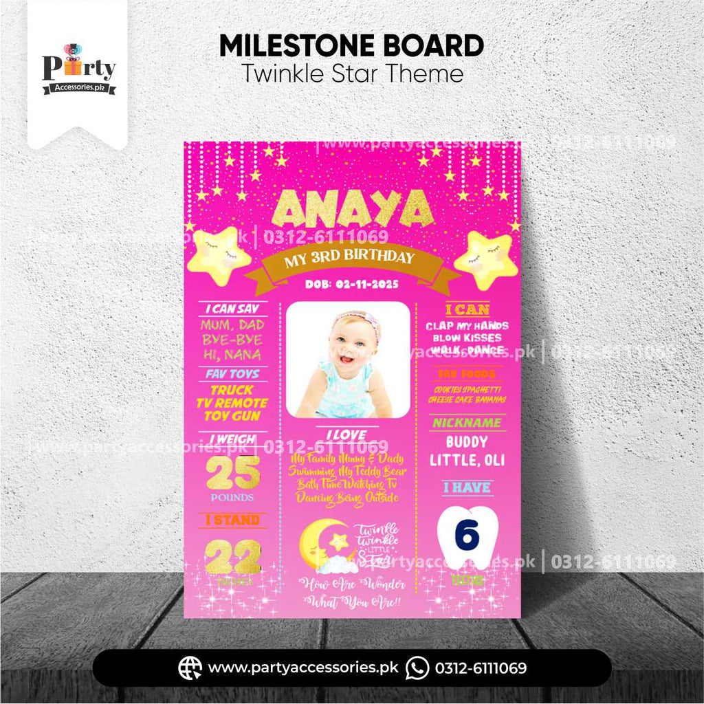 Customized Twinkle Star Girl Theme Fact Board/Milestone Board