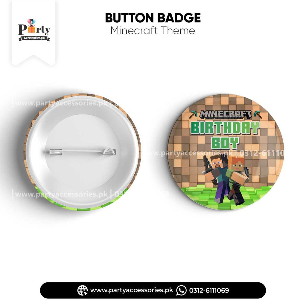 Minecraft Theme Customized Button Badge for Birthday Party Celebration 