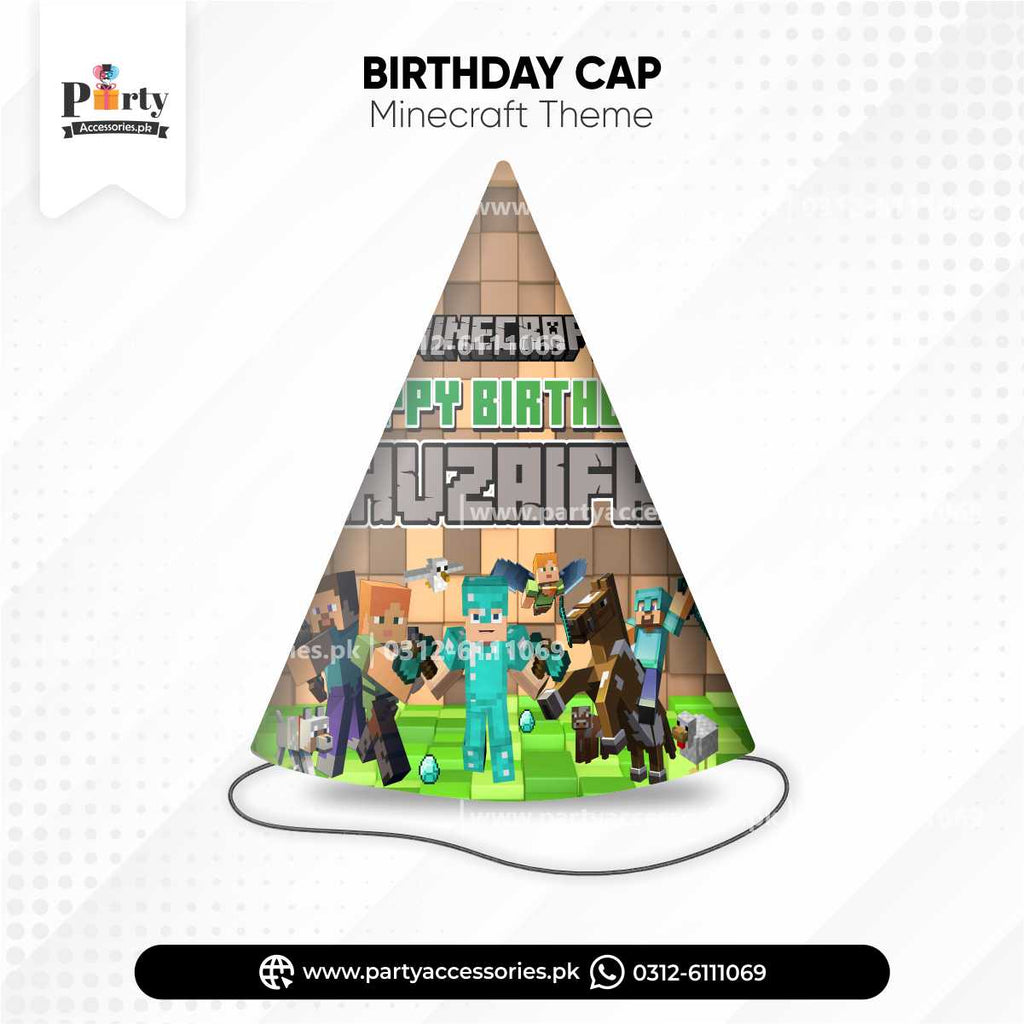 Minecraft Theme Customized Party Cone Caps for Birthday Party Celebration 