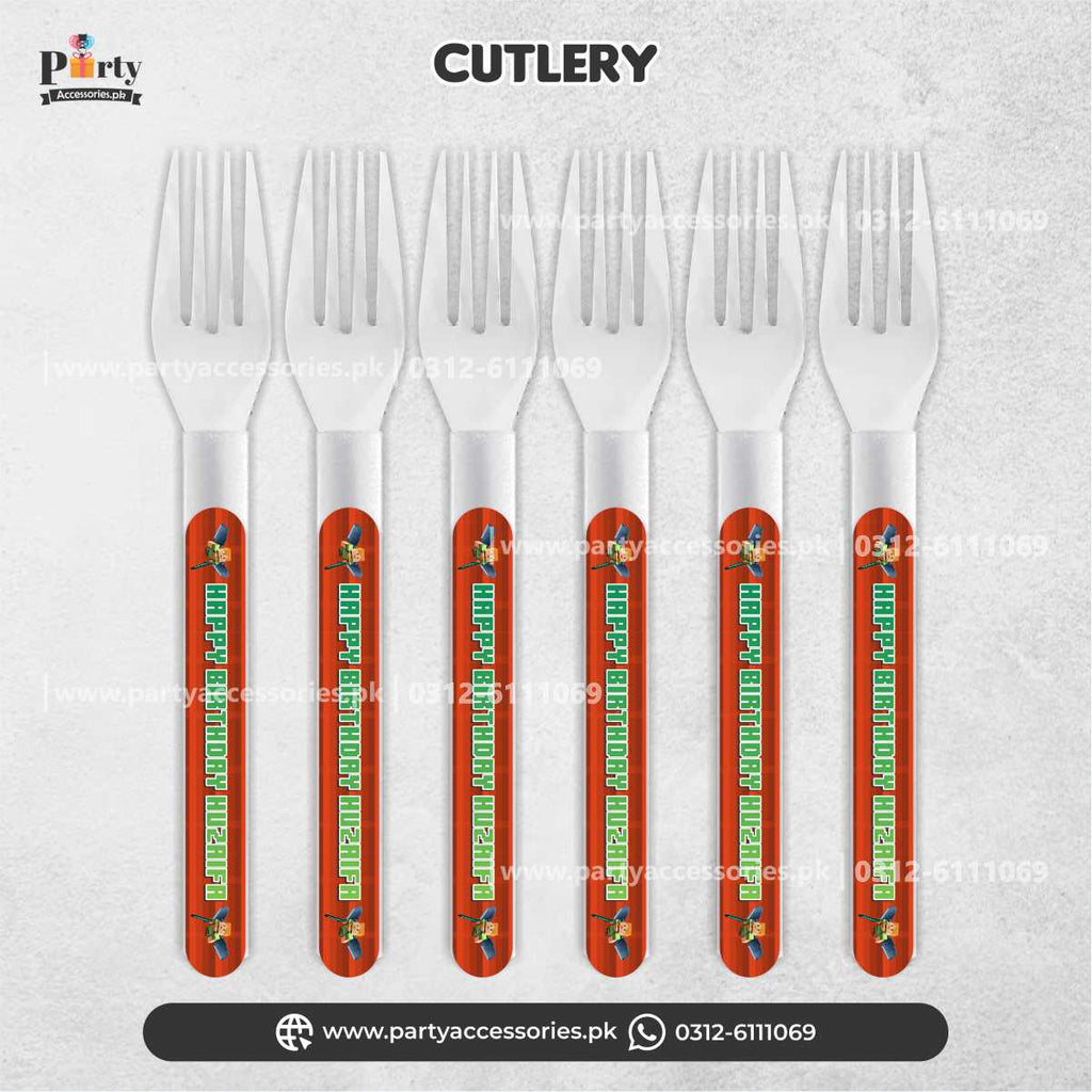 Minecraft Theme Customized Disposable Forks for Party Table Decorations