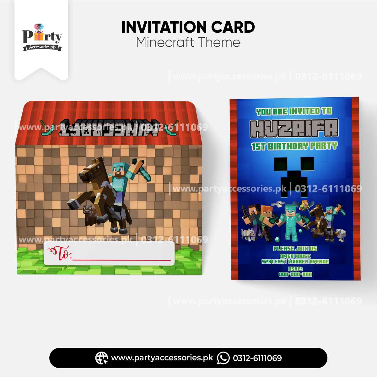 Minecraft Birthday Invitations: Customizable Party Cards ...