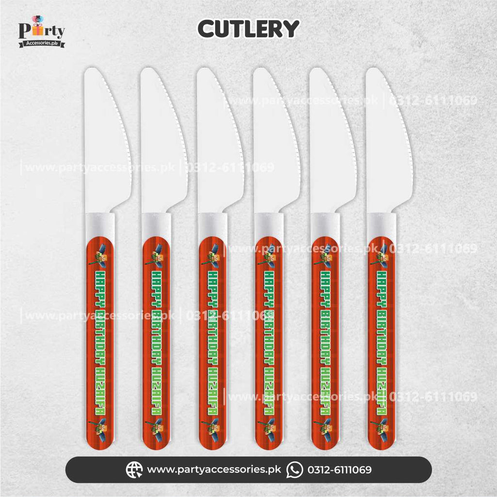 Minecraft Theme Customized Disposable Knifes for Party Dinner Decorations