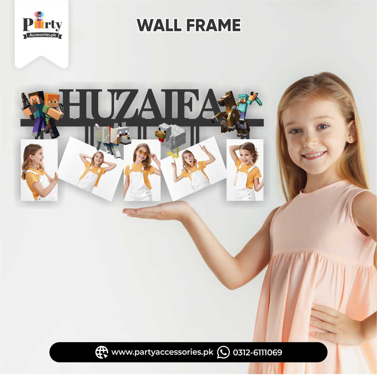 Minecraft Theme Wall Name Frame - Customized Birthday Decor ...