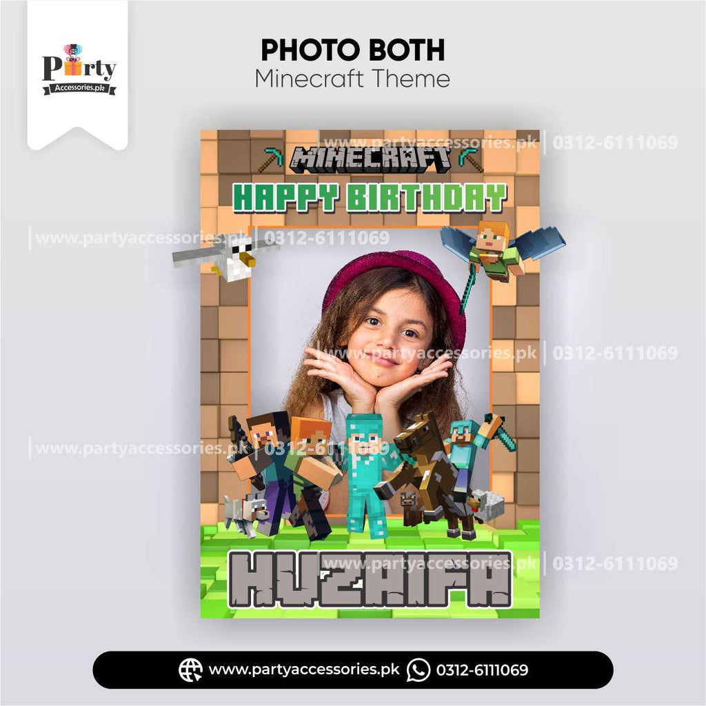 Minecraft Theme Customized Photo Booth / Selfie Frame for Birthday Party Celebration