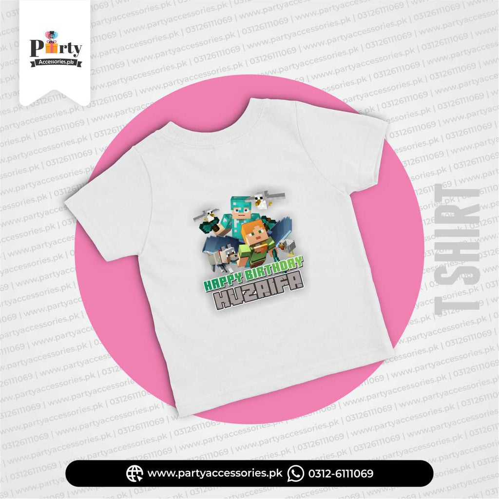 Minecraft Theme Customized T shirt for Birthday Kids Party Celebration