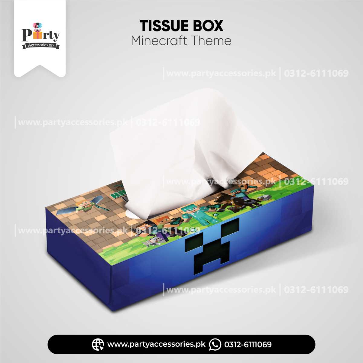 Minecraft Theme Tissue Box Cover - Customized Party Table Decor ...